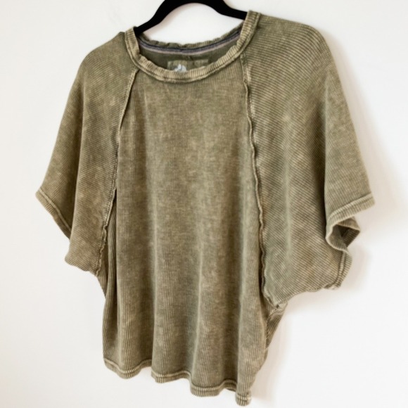 Anthropologie Pilcro Dolman Short Sleeve Waffle Knit Top Womens XS Green - Picture 4 of 12